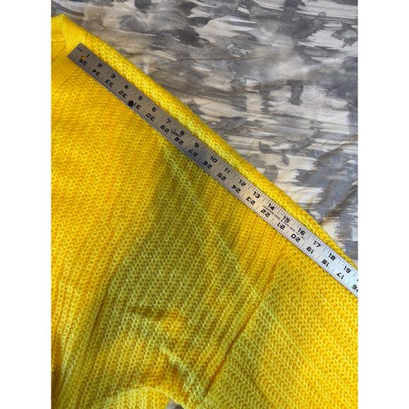 ASOS Bright Vibrant Yellow Long Sleeve Button Knit Sweater Women’s Size 24 Gift - Picture 10 of 15